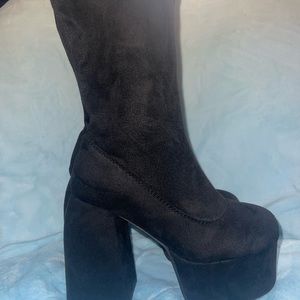Platform High Knee Black Boots, never worn